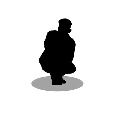 Men sitting silhourette vector