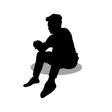 Men sitting silhourette vector
