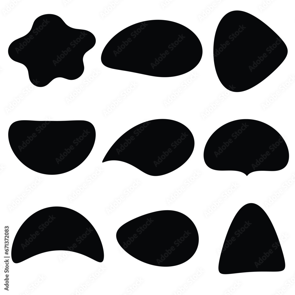 Poster 9 modern liquid irregular blob shape abstract elements graphic flat style design fluid vector illust