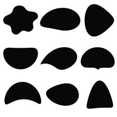 9 Modern liquid irregular blob shape abstract elements graphic flat style design fluid vector illustration set.
