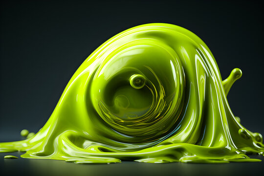 Green slime fluid abstract background, swamp texture,3D illustration, generated ai