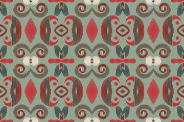 African Ikat floral paisley embroidery on white background.geometric ethnic oriental pattern traditional.Aztec style abstract vector illustration.design for texture,fabric,clothing,wrapping,carpet.