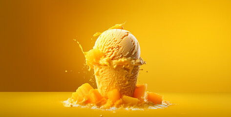 photography ice cream out of mango fruit 