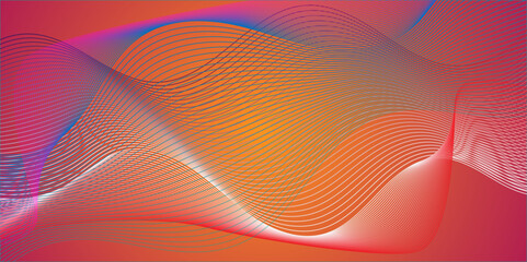 Abstract blue and red carve blend wave lines and technology background. Modern white flowing wave lines and glowing moving lines. Futuristic technology and sound wave lines background.