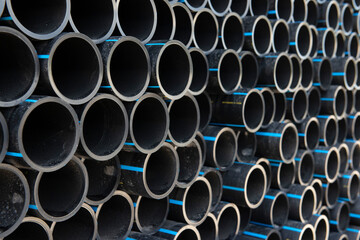 PE pipe plant, Industrial PE pipeline for gas and water. HDPE pipe, Polyethylene PE100 pipe....