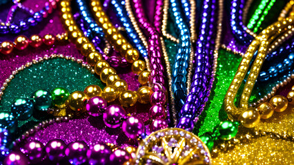 Mardi Gras beads wallpaper - obrazy, fototapety, plakaty