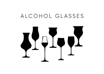Alcohol Glass: Wine, Champagne, and Cocktail Glasses Vector file
