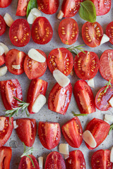 Fresh tomato slices with herbs