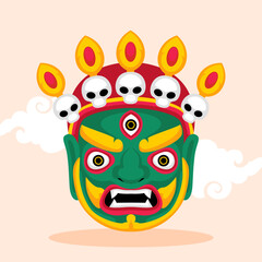 Bhutanese mask illustration vector. Vector eps 10