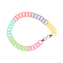 Obraz premium Rainbow bracelet from 90s. Diy hippy craft accessory. Flat cartoon vector illustration isolated on a white background.