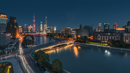 Fototapeta na wymiar night view of Shanghai (Aerial View)-Bustling metropolis (Asia)