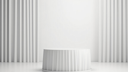 White cylinder pedestal podium