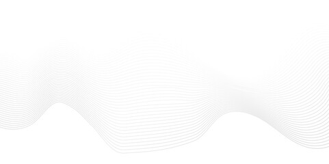 Fototapeta premium Abstract white and gray wave geometric Technology, data science frequency gradient lines on transparent background. Isolated on white background. black and white wavy stripes background.