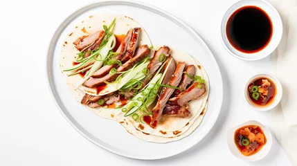 Rolgordijnen Peking Duck: Roasted duck served with thin pancakes Food blogger Food Photographs. © HappyTime 17