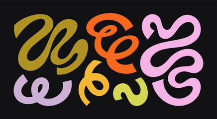 Abstract Wave Shapes and Funky Confetti Forms. Vector Geometric Collage Elements in Cartoon Style