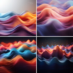 set of abstract backgrounds planet wavy smooth tech dynamic neon perspective fantasy future futuristic glow vibrant 3d colorful