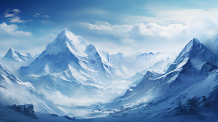 Fototapeta na wymiar Winter snowy mountain panorama