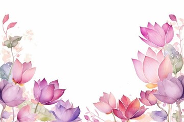 watercolor lotus flowers background