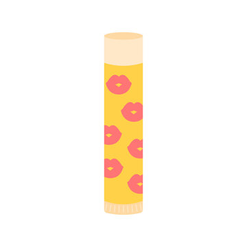 Chapstick from 90s. Y2k hygienic lipstick. Cute accessory for girls. Flat cartoon vector illustration isolated on a white background.
