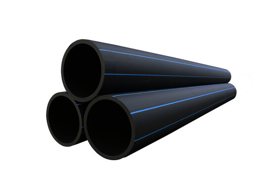 PE pipe plant, Industrial PE pipeline for gas and water. HDPE pipe, Polyethylene PE100 pipe. Polyethylene pipe plant
