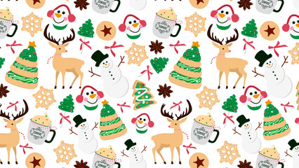 Christmas or New Year seamless pattern. Gift wrap or fabric print