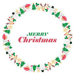 Merry christmas and a happy new year. Isolated wreath on white background with empty space to insert text