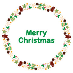 Merry christmas and a happy new year. Isolated wreath on white background with empty space to insert text
