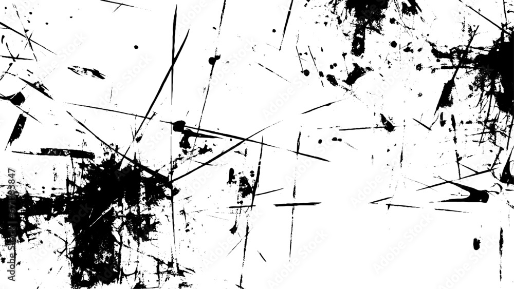 Poster black blobs isolated on white. ink splash. brushes droplets. grainy texture background. abstract sur