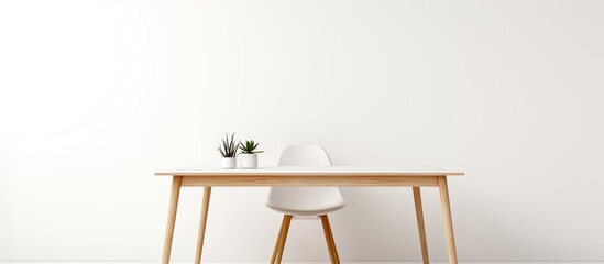 White background with one dining table