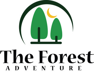 Night forest camp logo