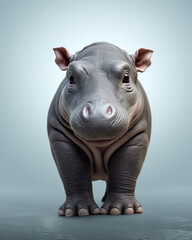 Naklejka premium A cute little hippo on an isolated clean background