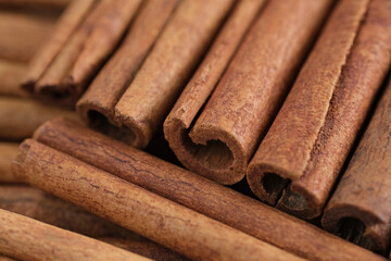 Cinnamon sticks close up. Fragrant cinnamon close-up. Spices with cinnamon