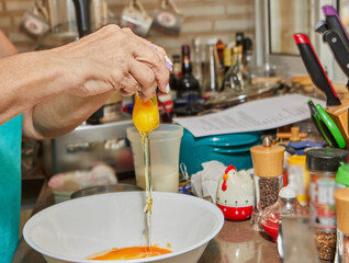 To prepare the dish, the chef beats the yolk and white