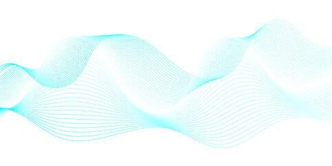 Abstract blue wave geometric Technology, data science frequency gradient lines on transparent background. Isolated on white background. blue and white wavy stripes background.