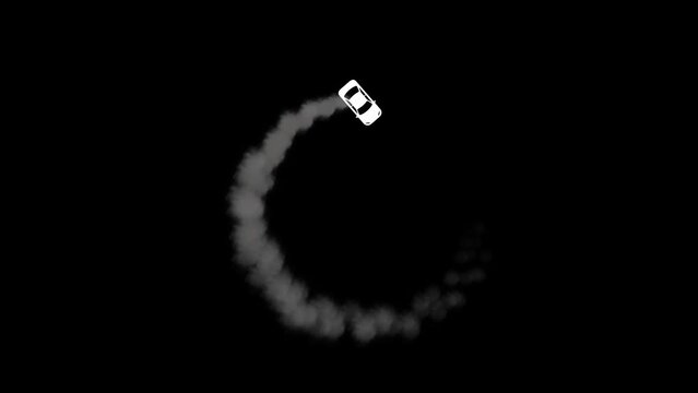 Car icon drifting animation with smoke trail