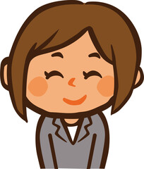 にこにこしている受付嬢の女性の上半身のイラスト