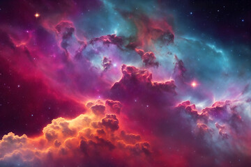 vibrant and colorful nebulae and galactic clouds, which can serve as focal points and contribute to the cosmic ambiance - obrazy, fototapety, plakaty