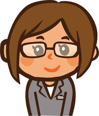 メガネをかけた女性の上半身のイラスト