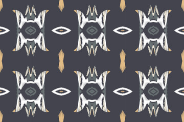 Obraz premium Ikat Damask Embroidery Background. Ikat Designs Geometric Ethnic Oriental Pattern traditional.aztec Style Abstract Vector illustration.design for Texture,fabric,clothing,wrapping,sarong.