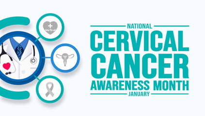 January is Cervical Cancer Awareness Month background template. Holiday concept. background, banner, placard, card, and poster design template with text inscription and standard color. vector illustra