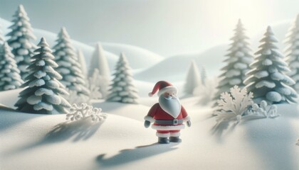 Fototapeta premium Peaceful Winter Background with Simplified Santa Element, Christmas Background