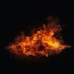 Fire explosion isolated on black background