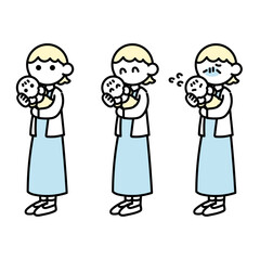 赤ちゃんを抱っこするお母さんセット