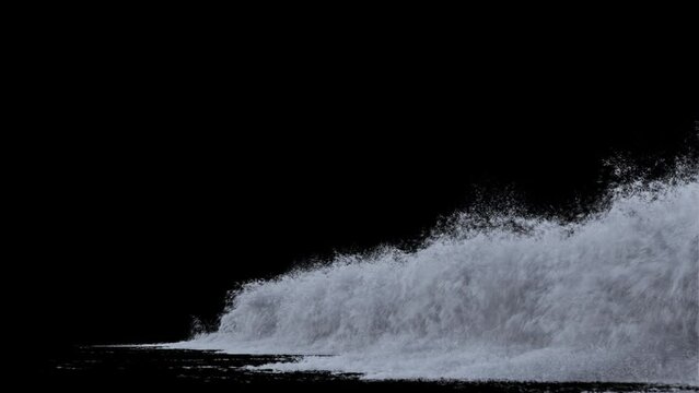 Powerful tsunami wave. Slow motion of a big sea or ocean surf wave crashing background footage, motion graphics, overlay 4K drag-and-drop editing software blending modes