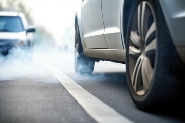 car exhaust pipe producing dense smog