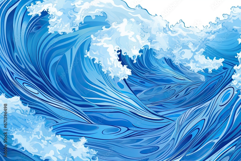 Poster blue wave: abstract patterns in unique background