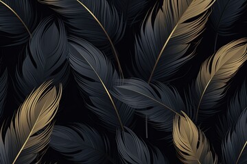 Black Feather Abstract Background: Symbolizing Elegance and Mystery