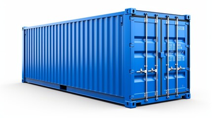 Blue cargo container isolated on white background