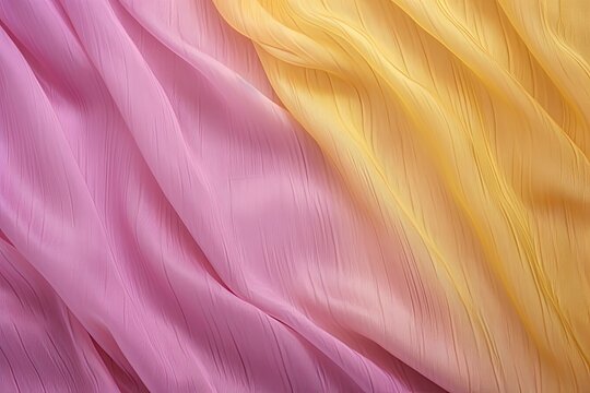 Chiffon Charm: Pink and Yellow Fabric Texture for Diverse Backgrounds