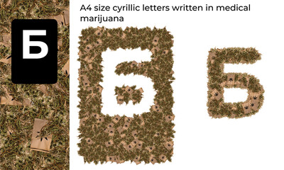 A4 size cyrillic letters written in medical marijuana